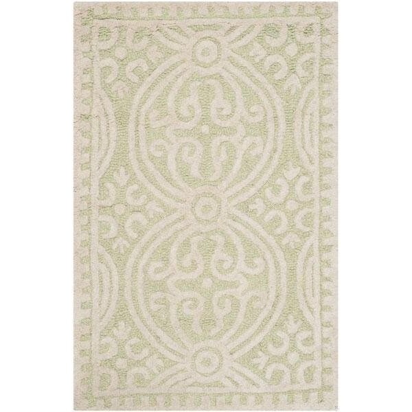 Safavieh Cambridge Hand Tufted Small Rectangle Rug- Light Green - Ivory- 3 x 5 ft. - CAM123B-3