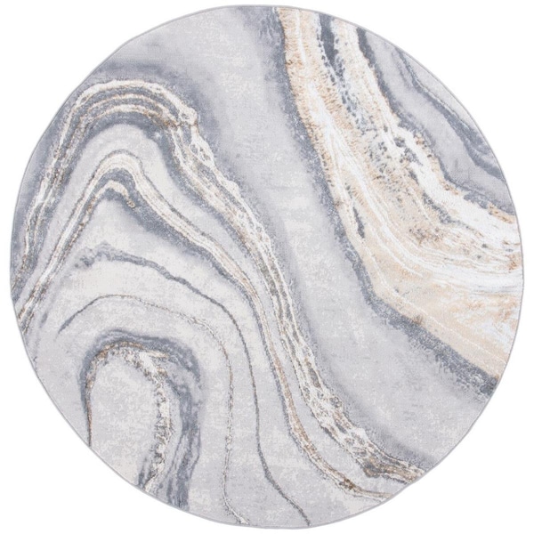 Safavieh 3 x 3 ft. Orchard 637G Power Loomed Round Area Rug; Grey & Gold - ORC637G-3R