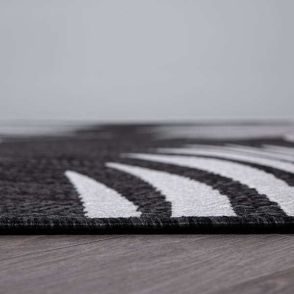 World Rug Gallery Contemporary Palm Leaves Textured Flat Weave Indoor/Outdoor Runner Rug 2'x7' Black - 111BLACK2X7