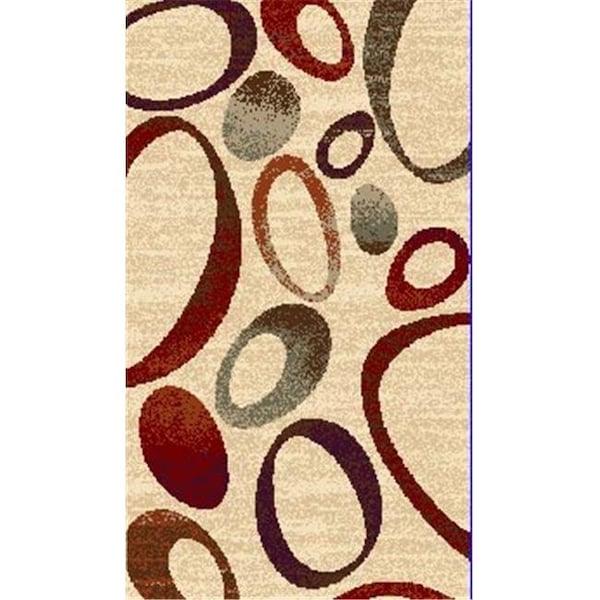 A Cd 4 x 6 Sculpture Hand Carved Indian Rug - Champagne & Burgundy - S-2573