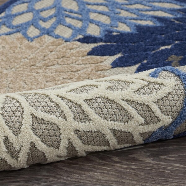 Homeroots 2 x 6 ft. Blue & Multi Color Large Floral Indoor & Outdoor Runner Rug - 384813