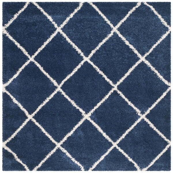 Safavieh Hudson Shag Power Loomed Square RugNavy & Ivory 7 x 7 ft. - SGH281C-7SQ