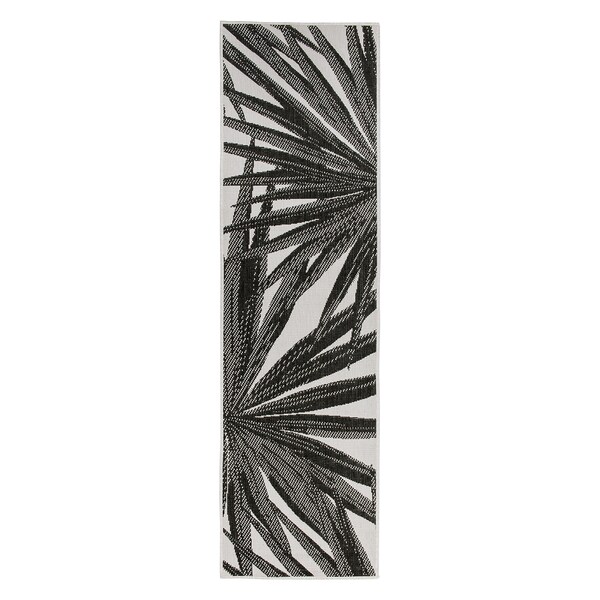 World Rug Gallery Tropical Leaves Nature Inspired Indoor/Outdoor Runner Rug 2' x 7' Black - 4030BLACK2X7