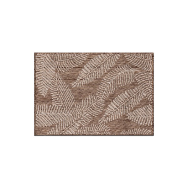 World Rug Gallery Distressed Palm Leaves Textured Flat Weave Indoor/Outdoor Area Rug 2' x 3' Brown - 114BROWN2X3