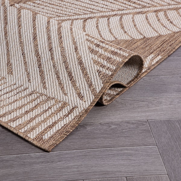 World Rug Gallery Distressed Palm Leaves Textured Flat Weave Indoor/Outdoor Area Rug 2' x 3' Brown - 114BROWN2X3