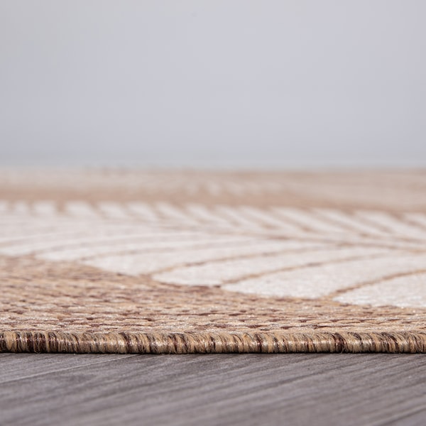 World Rug Gallery Distressed Palm Leaves Textured Flat Weave Indoor/Outdoor Area Rug 2' x 3' Brown - 114BROWN2X3