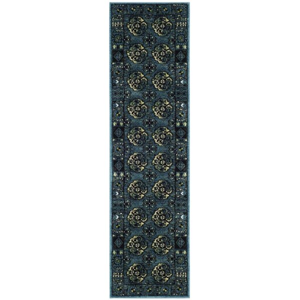 Flowers First 2 ft. 3 in. x 8 ft. Vintage Hamadan Power Loomed Runner Rug, Blue & Multi Color - FL1862579