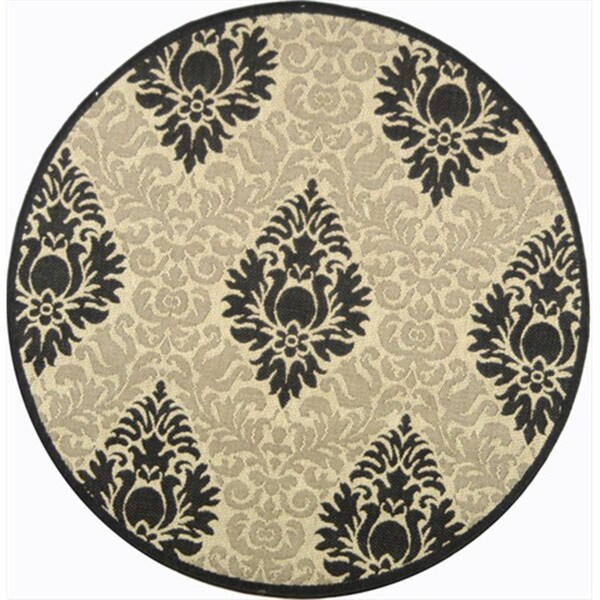Safavieh 5 Ft. - 3 In. X 5 Ft. - 3 In. Round- Indoor - Outdoor Courtyard Sand And Black Machine Made Rug - CY2714-3901-5R
