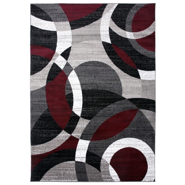 World Rug Gallery Contemporary Abstract Circles Soft Area Rug 6'6'' x 9' Red - 105RED6X9