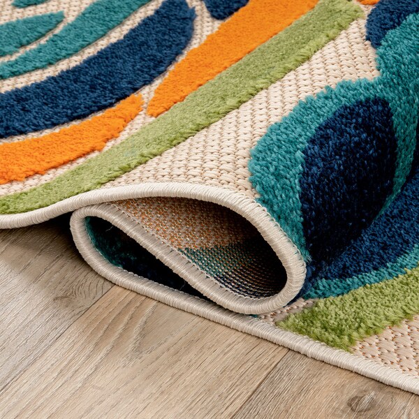 World Rug Gallery Distressed Geometric Bohemian Textured Flat Weave Indoor/Outdoor Area Rug 2'x3' Natural - 8017MULTI8X10