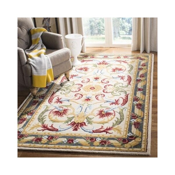 Safavieh Blossom Contemporary Rectangle Hand Tufted RugsIvory & Green 5 x 8 ft. - BLM251B-5