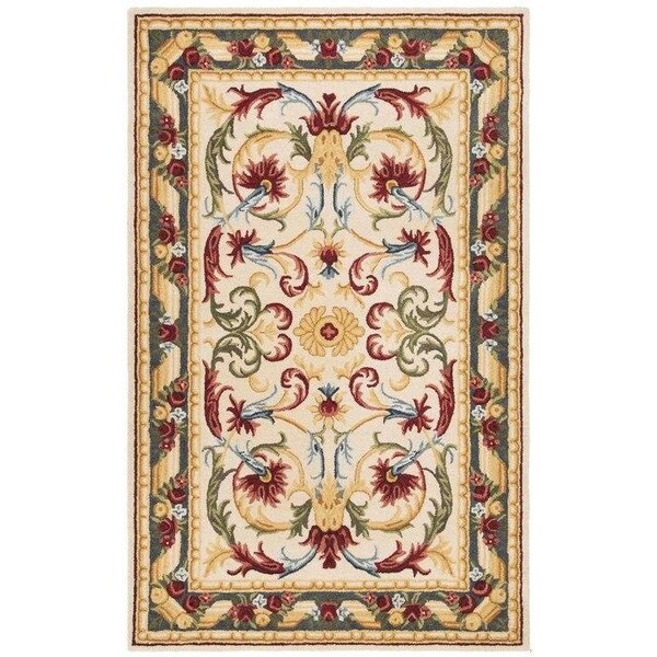 Safavieh Blossom Contemporary Rectangle Hand Tufted RugsIvory & Green 5 x 8 ft. - BLM251B-5