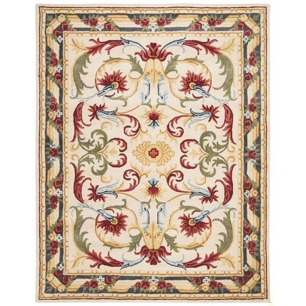 Safavieh Blossom Contemporary Rectangle Hand Tufted RugsIvory & Green 5 x 8 ft. - BLM251B-5
