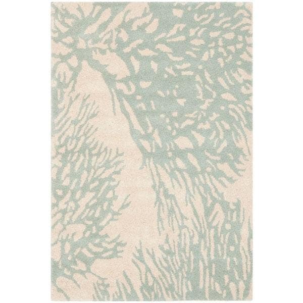 Safavieh 3 x 5 ft. Rectangle Country and Floral Bella- Beige and Blue Hand Tufted Rug - BEL115C-3