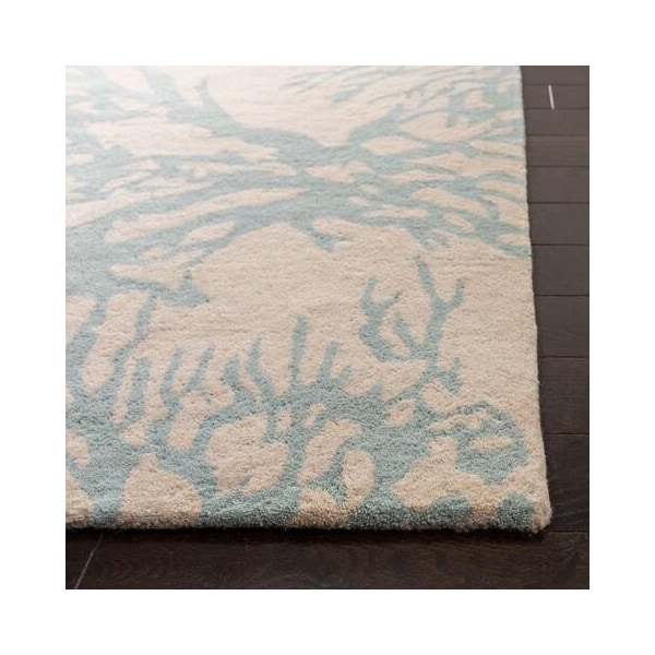 Safavieh 3 x 5 ft. Rectangle Country and Floral Bella- Beige and Blue Hand Tufted Rug - BEL115C-3