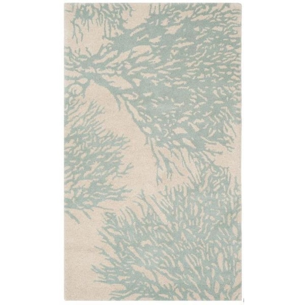 Safavieh 3 x 5 ft. Rectangle Country and Floral Bella- Beige and Blue Hand Tufted Rug - BEL115C-3