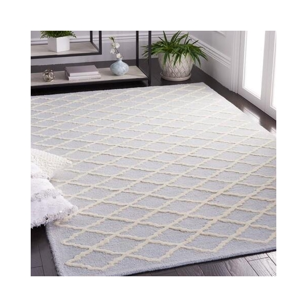 Safavieh Cambridge Hand Tufted Square Rug- Light Blue - Ivory- 4 x 4 ft. - CAM137A-4SQ