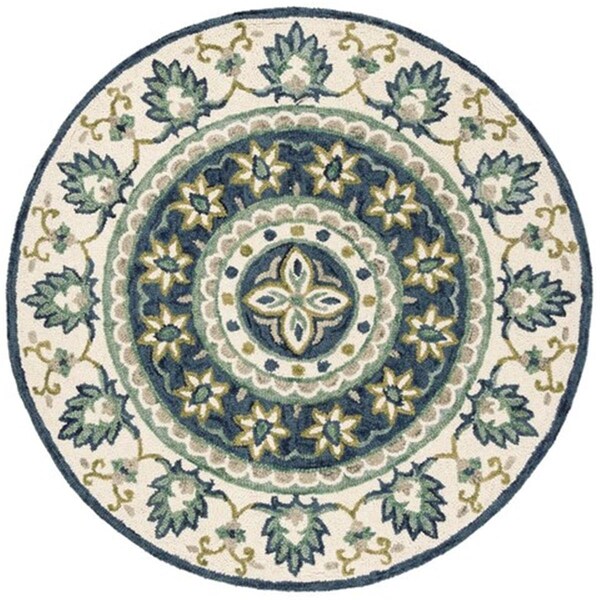 Safavieh 4 x 4 ft. Novelty Round Hand-Tufted Rug Ivory & Blue - NOV606M-4R
