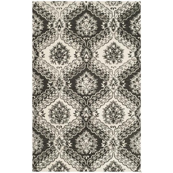 Safavieh Blossom Hand Tufted Square RugCharcoal & Ivory 6 x 6 ft. - BLM601H-6SQ