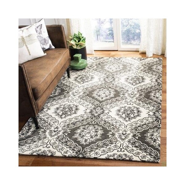 Safavieh Blossom Hand Tufted Square RugCharcoal & Ivory 6 x 6 ft. - BLM601H-6SQ