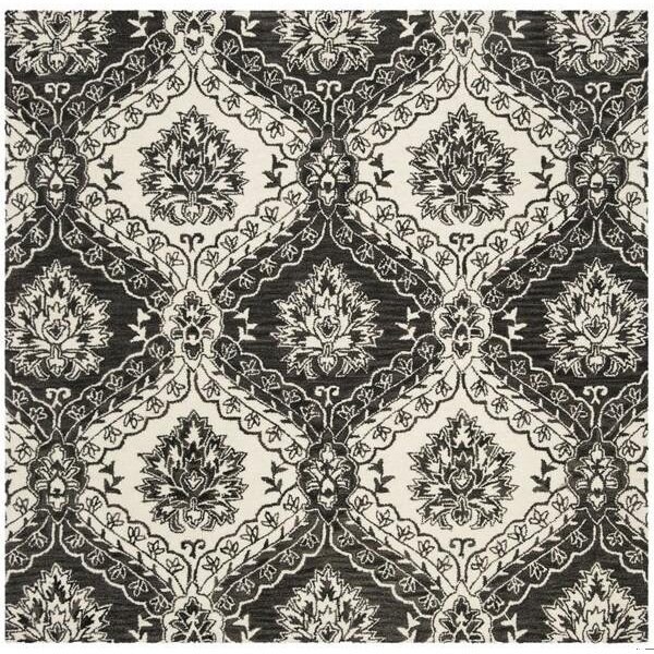 Safavieh Blossom Hand Tufted Square RugCharcoal & Ivory 6 x 6 ft. - BLM601H-6SQ
