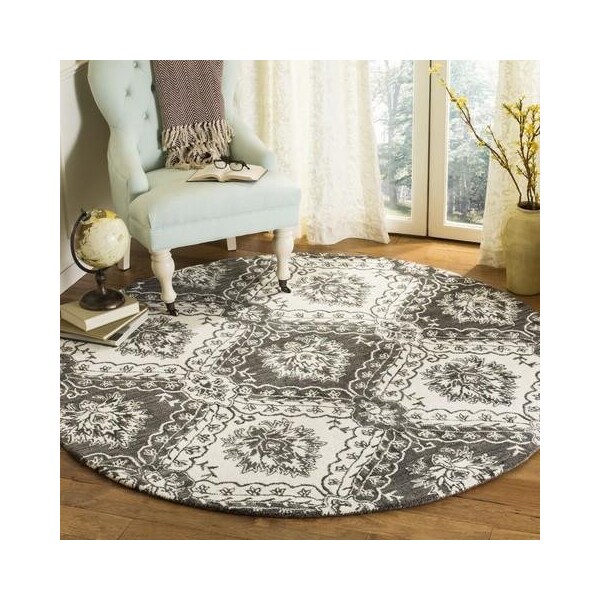 Safavieh Blossom Hand Tufted Square RugCharcoal & Ivory 6 x 6 ft. - BLM601H-6SQ