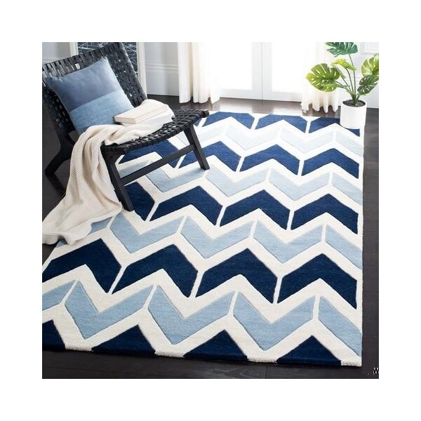 Safavieh Chatham Hand Tufted Rectangle RugDark Blue & Light Blue 4 x 6 ft. - CHT756N-4