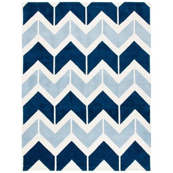 Safavieh Chatham Hand Tufted Rectangle RugDark Blue & Light Blue 4 x 6 ft. - CHT756N-4
