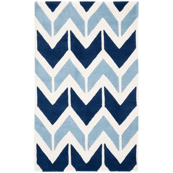 Safavieh Chatham Hand Tufted Rectangle RugDark Blue & Light Blue 4 x 6 ft. - CHT756N-4