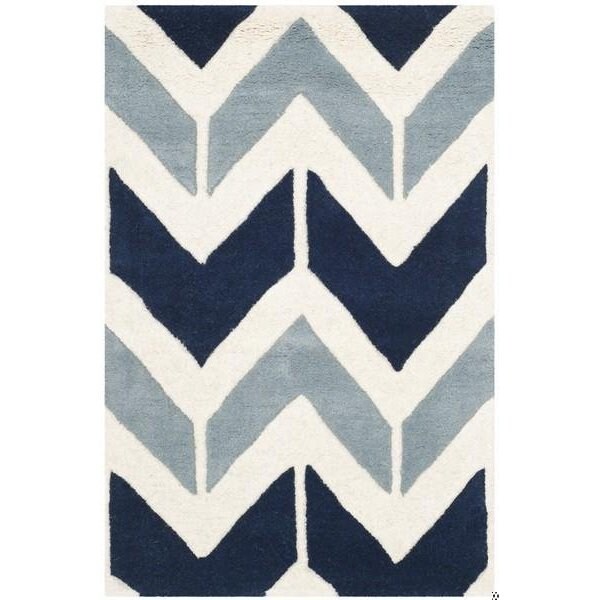Safavieh Chatham Hand Tufted Rectangle RugDark Blue & Light Blue 4 x 6 ft. - CHT756N-4