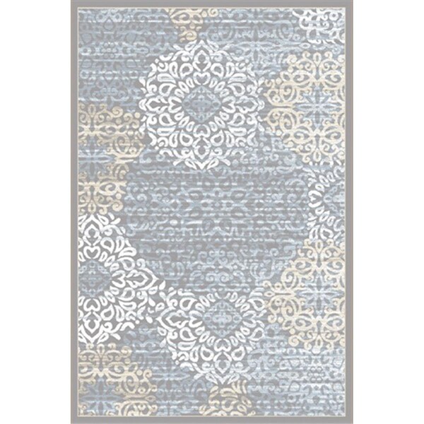 Auric 3471-0021-GREY Pisa Rectangular Grey Contemporary Turkey Area Rug, 5 ft. 3 in. W x 7 ft. 3 in. H - AU2643588