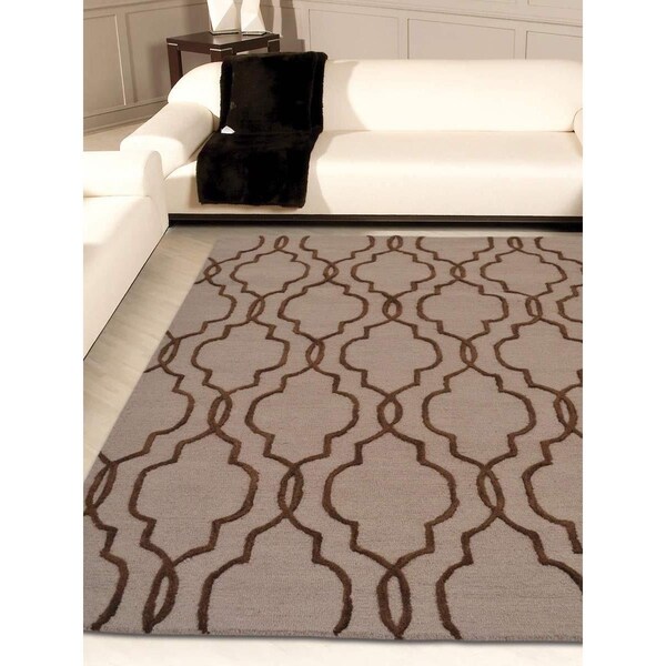 Jensendistributionservices 3 x 5 ft. Hand Tufted Wool Geometric Rectangle Area Rug, Beige & Brown - MI1624628