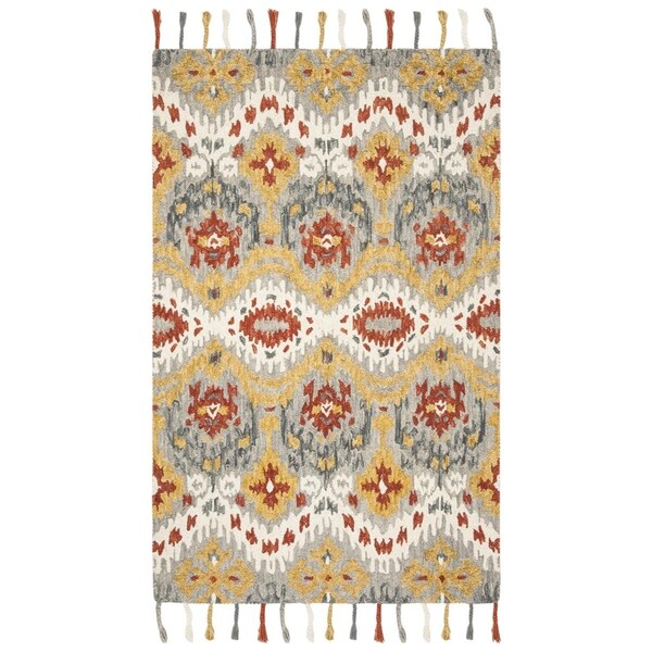 Safavieh 5 x 8 ft. Suzani Hand Hooked Medium Rectangle Area RugGrey & Gold - SZN202A-5