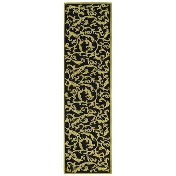 Safavieh 2 ft. - 6 in. x 10 ft. Runner- Transitional Chelsea Black Hand Hooked Rug - HK307B-210