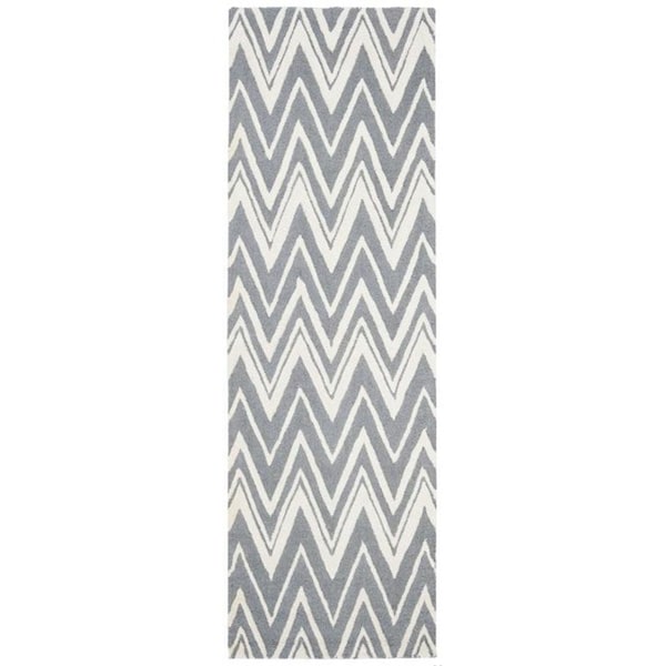 Safavieh Cambridge Hand Tufted Runner Rug- Dark Grey - Ivory- 2 ft. 6 in. x 12 ft. - CAM711D-212