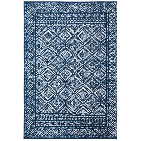 Safavieh 4 x 6 ft. Tulum Rectangle Power Loomed Area RugNavy & Ivory - TUL264N-4