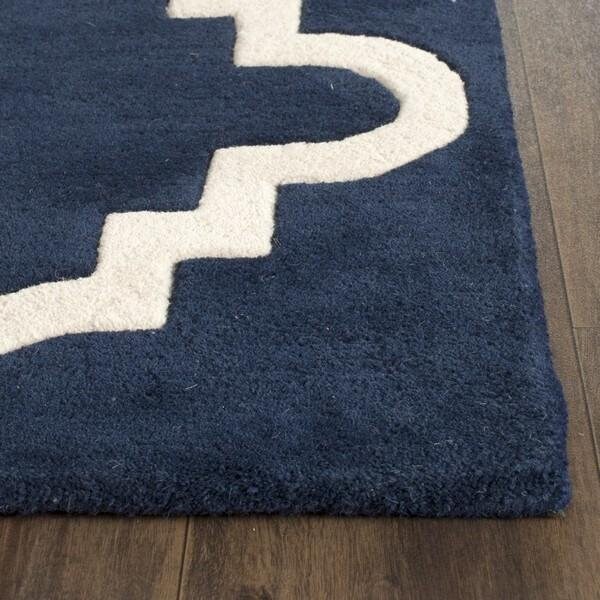 Safavieh 4 x 6 ft. Chatham Hand Tufted Small Rectangle Area RugDark Blue & Ivory - CHT753C-4