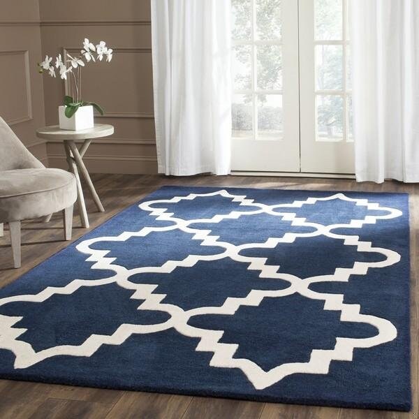 Safavieh 4 x 6 ft. Chatham Hand Tufted Small Rectangle Area RugDark Blue & Ivory - CHT753C-4