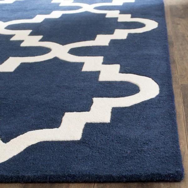 Safavieh 4 x 6 ft. Chatham Hand Tufted Small Rectangle Area RugDark Blue & Ivory - CHT753C-4