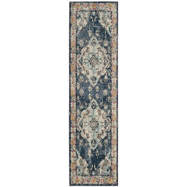 Safavieh Monaco Power Loomed Runner Rug, Navy and Light Blue - 2 ft.-2 in. x 8 ft. - MNC243N-28
