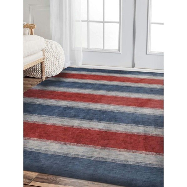 Jensendistributionservices 3 x 5 ft. Hand Knotted Gabbeh Wool Contemporary Rectangle Area Rug, Blue & Light Blue - MI1553369