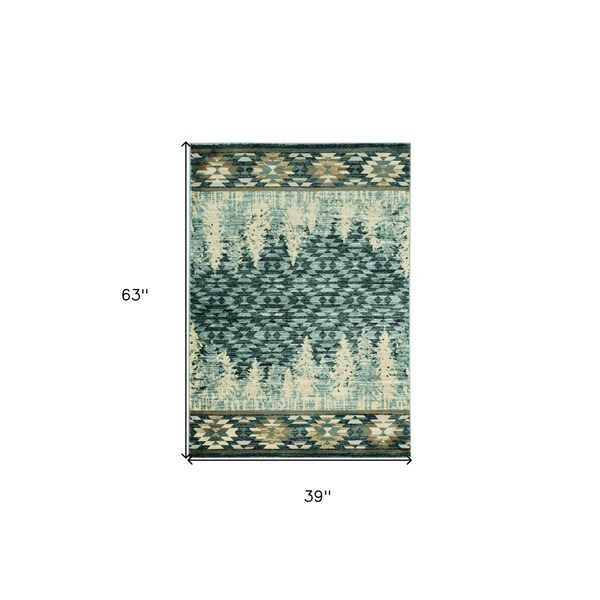 Homeroots 39 x 63 in. Slate Blue Polypropylene Rug - 374417