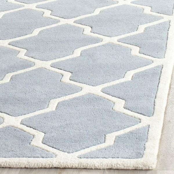 Safavieh 4 Ft. x 6 Ft. Rectangle- Contemporary Chatham Blue And Ivory Hand Tufted Rug - CHT735B-4