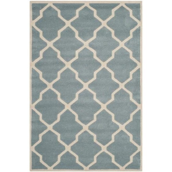 Safavieh 4 Ft. x 6 Ft. Rectangle- Contemporary Chatham Blue And Ivory Hand Tufted Rug - CHT735B-4