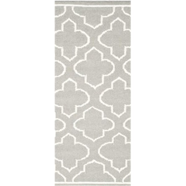 Safavieh 2 ft. -6 in. x 4 ft. Runner Contemporary Dhurries- Grey and Ivory- Flatweave Rug - DHU625B-24