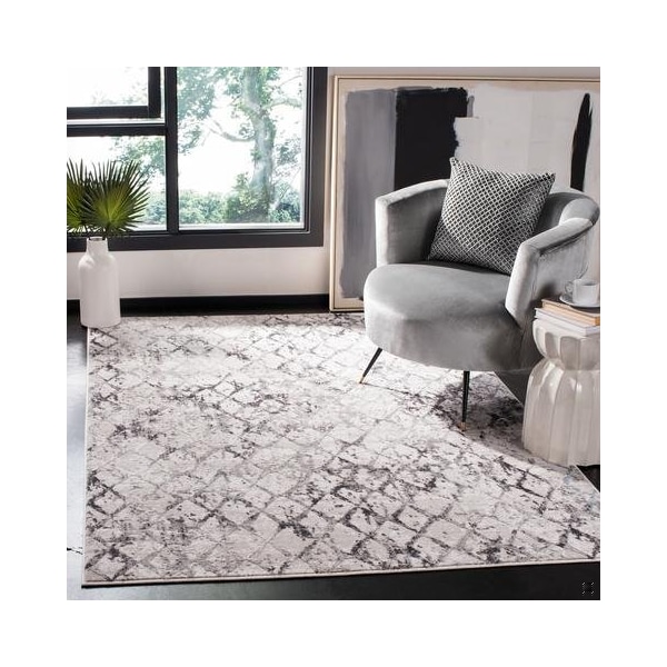 Safavieh 3 x 5 ft. Amelia Rectangle Power Loomed Area RugGrey & Light Grey - ALA783F-3