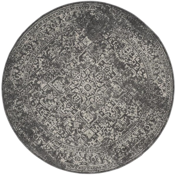 Safavieh 3 x 3 ft. Traditional Evoke Power Loom Area RugGrey & Ivory - EVK256D-3R