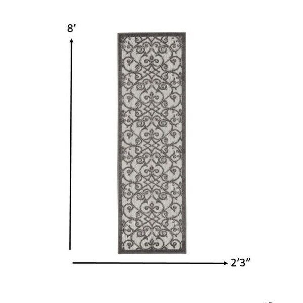 Homeroots 2 x 8 ft. Gray & Charcoal Indoor & Outdoor Runner Rug - 385011