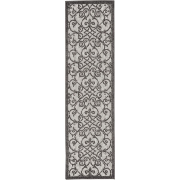 Homeroots 2 x 8 ft. Gray & Charcoal Indoor & Outdoor Runner Rug - 385011
