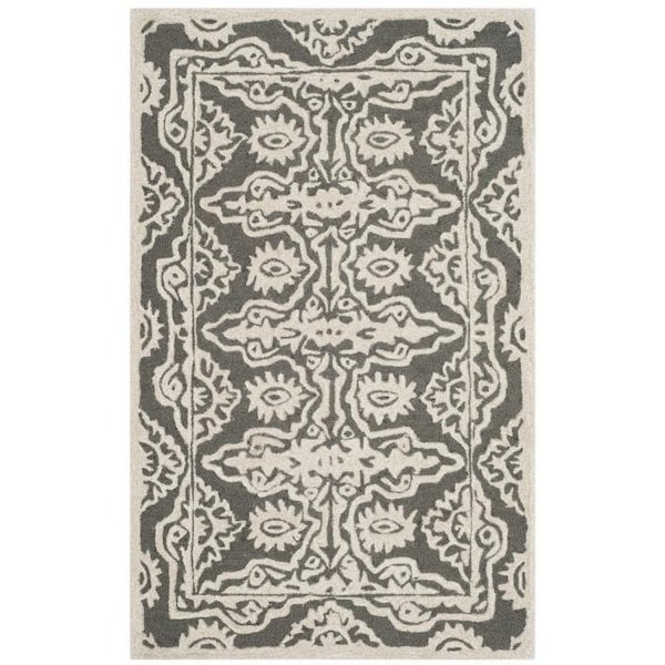 Safavieh 4 x 6 ft. Bella Hand Tufted Small Rectangle Area RugDark Grey & Ivory - BEL134C-4
